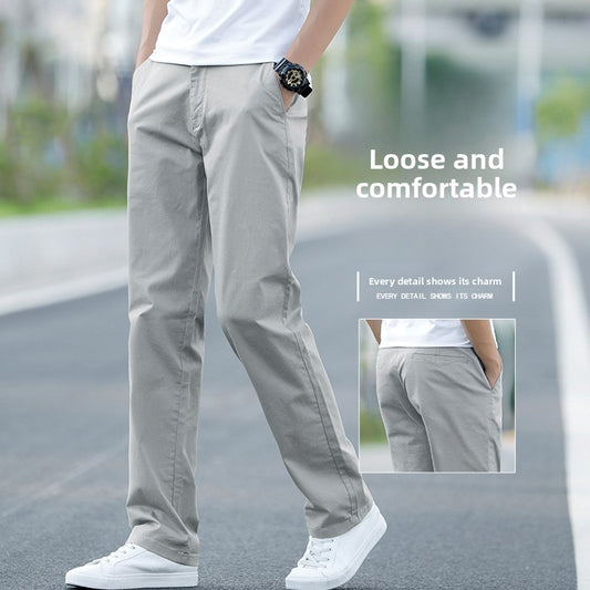 Mens Cotton Loose Straight Leg Casual Pants