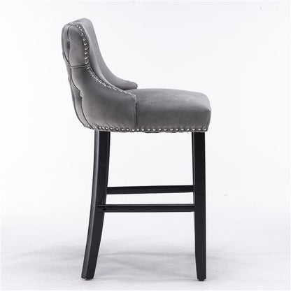 Velvet cushioned wing-back bar chair
