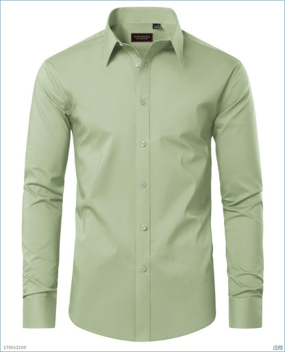 Four-Way Stretch White Button-Down Men's Plus-Size Shirt