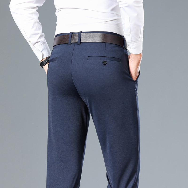 Elastic Straight Leg Casual Trousers for Men
