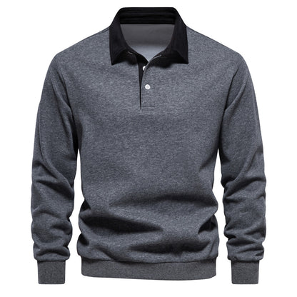 Mens Long Sleeve Polo Shirt Casual Cotton Top