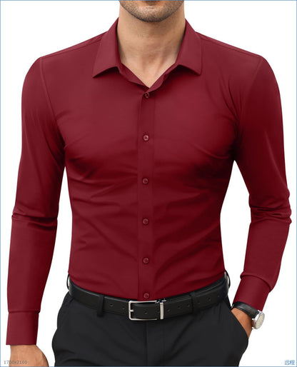 Four-Way Stretch White Button-Down Men's Plus-Size Shirt