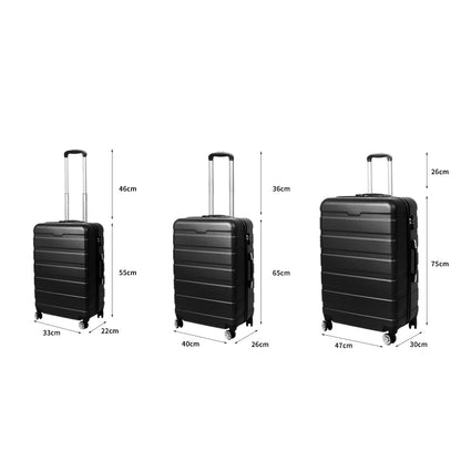 NNEIDS Slimbridge 3PC Luggage sets Suitcase Black