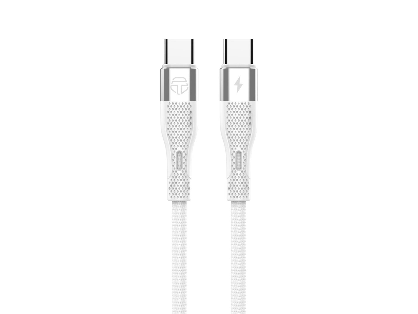 Techancy Cabo De Carregamento Rápido Pd Usb C Para Usb C Branco TB1779, Carregamento Rápido De 60 W, Comprimento 1 M