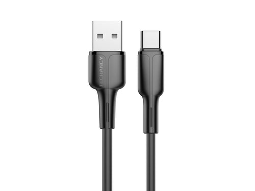Techancy Cabo De Dados Usb-Type-C Preto 1m TB1715, Carregamento Rápido 2.4a, Suporta Transferência De Dados, Material Pvc