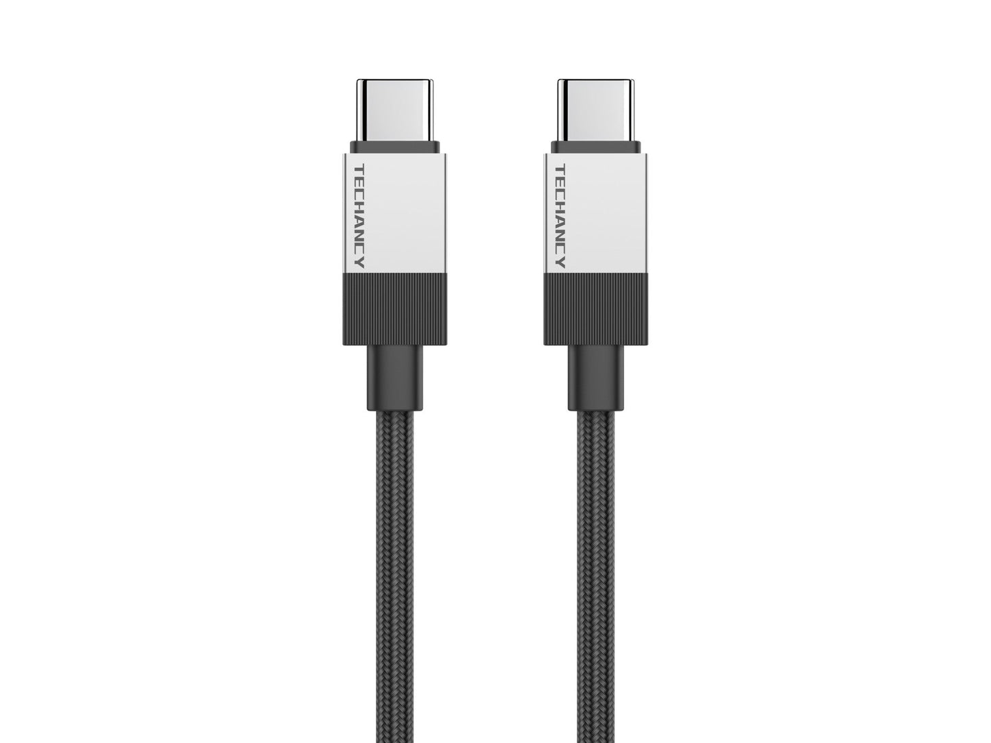 Techancy Cabo de Dados PD TB1800, 60W, 1m Preto, USB-C para USB-C, Conector de Liga de AlumInio, Design Trancado, Carregamento Rapido