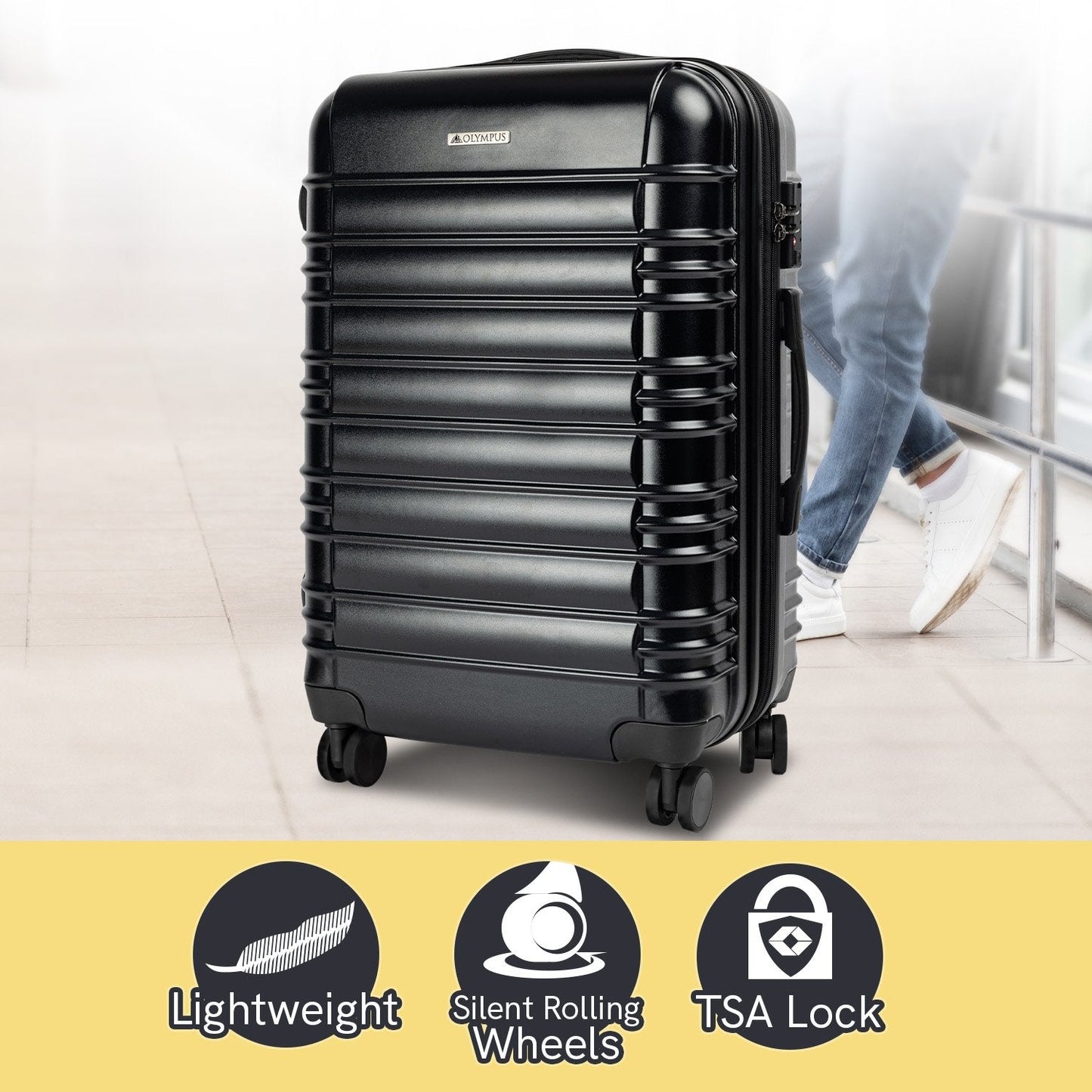 NNEDPE Suitcase 24in Hard Shell ABS+PC - Stygian Black