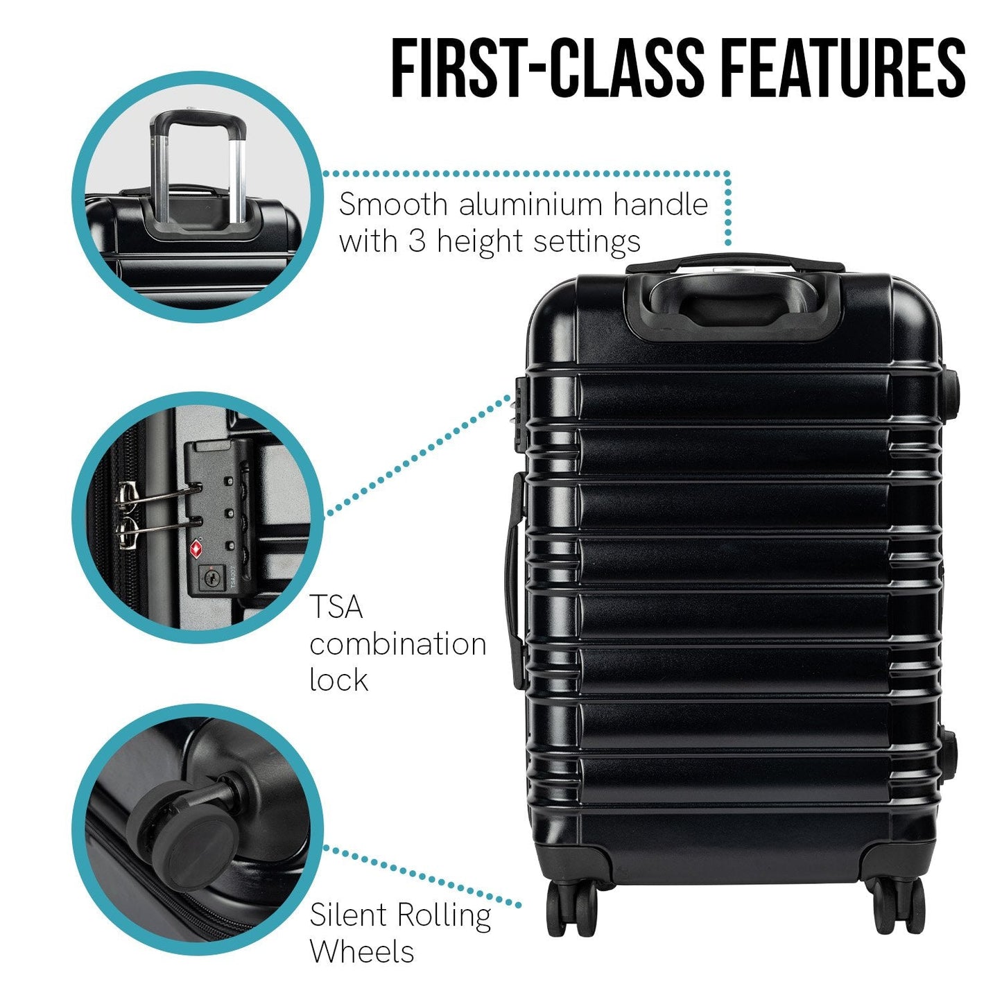 NNEDPE Suitcase 24in Hard Shell ABS+PC - Stygian Black