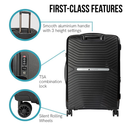 NNEDPE 24in Lightweight Hard Shell Suitcase - Obsidian Black