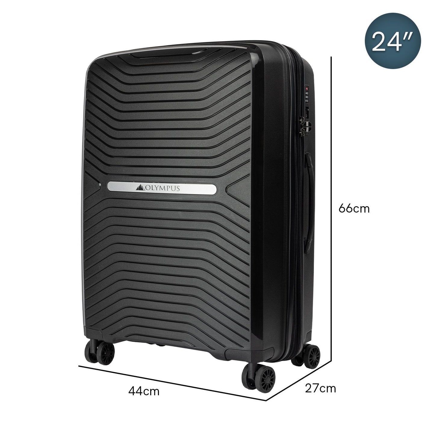 NNEDPE 24in Lightweight Hard Shell Suitcase - Obsidian Black