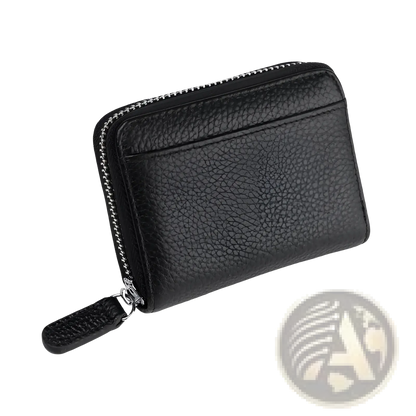 Rfid Leather Card Wallet with Zipper Coin Pocket Sage Green