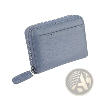 Rfid Leather Card Wallet with Zipper Coin Pocket Sage Green