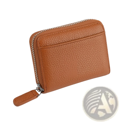 Rfid Leather Card Wallet with Zipper Coin Pocket Sage Green