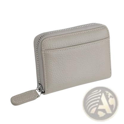 Rfid Leather Card Wallet with Zipper Coin Pocket Sage Green