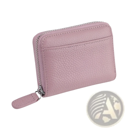Rfid Leather Card Wallet with Zipper Coin Pocket Sage Green