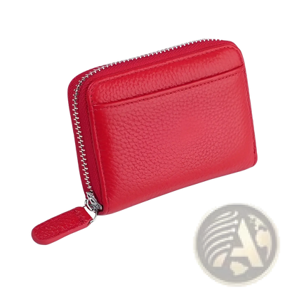 Rfid Leather Card Wallet with Zipper Coin Pocket Sage Green