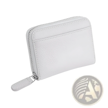 Rfid Leather Card Wallet with Zipper Coin Pocket Sage Green