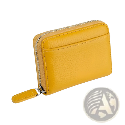 Rfid Leather Card Wallet with Zipper Coin Pocket Sage Green